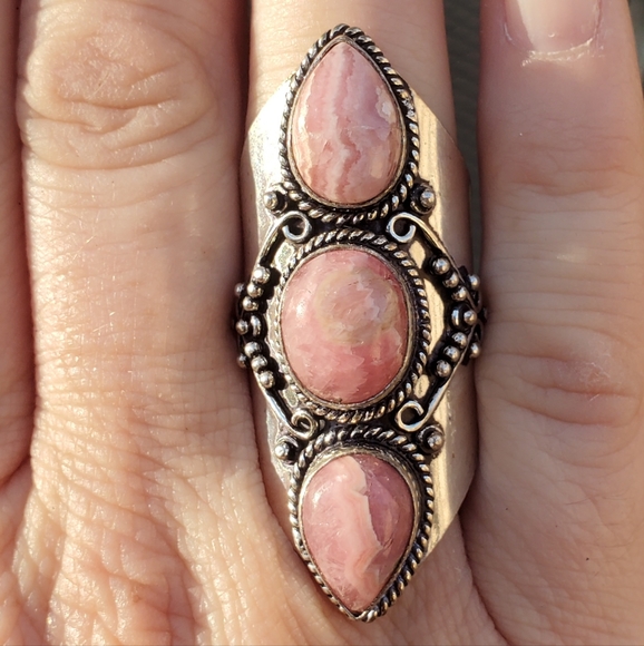 New Rhodochrosite 925 Silver Statement Ring. - Picture 16 of 16